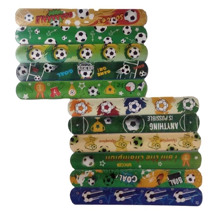 12Pcs Soccer Glove Pattern Slap Bracelets Kids Wristband Football Snap Bracelet