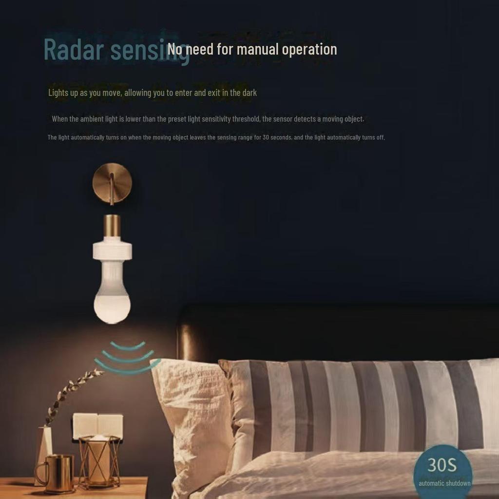 Smart E27 Screw Radar Sensor Lamp Holder for Stairs, Corridors, and Garages