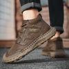 38-48Podzim /Zima Plus Sametové Teplé Ručně Vyráběné Pánské Boty Obuv Pohodlné Kotníkové Boty pro Muže Ležérní Boty Mokasíny Pánské Pracovní Boty