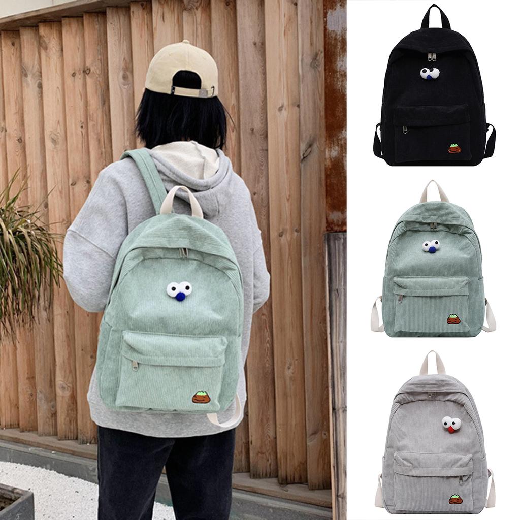 Women Casual Backpack College Wind Large-capacity Corduroy Travel Bag Student School Bag Female High Student Bookbag