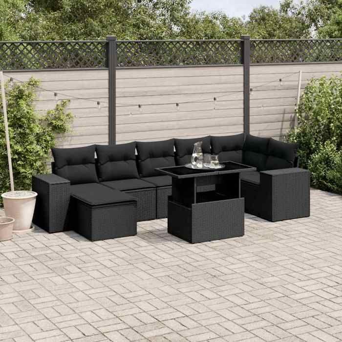VidaXL Garden Lounge Set 8 Pcs with Cushions Black Braided Resin 3269315