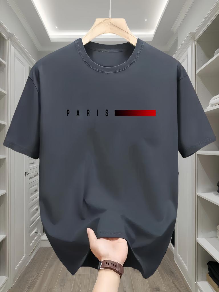 Summer Unisexs 100 pure cotton casual fashion Paris pattern creative printing loose sports round neck short sleeved Tshirt top