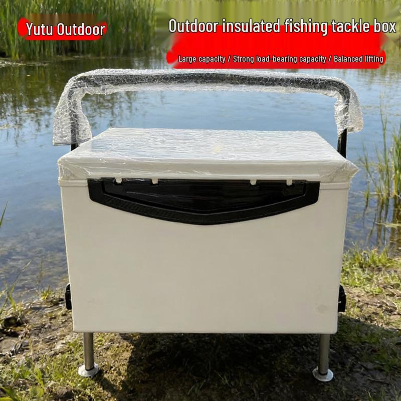 Scatola da Pesca Portatile - Isolante, Leggera, Doppia Canna, Gambe Regolabili, Nessuna Installazione Richiesta, Adatta per Pesca in Acqua Dolce o in Mare