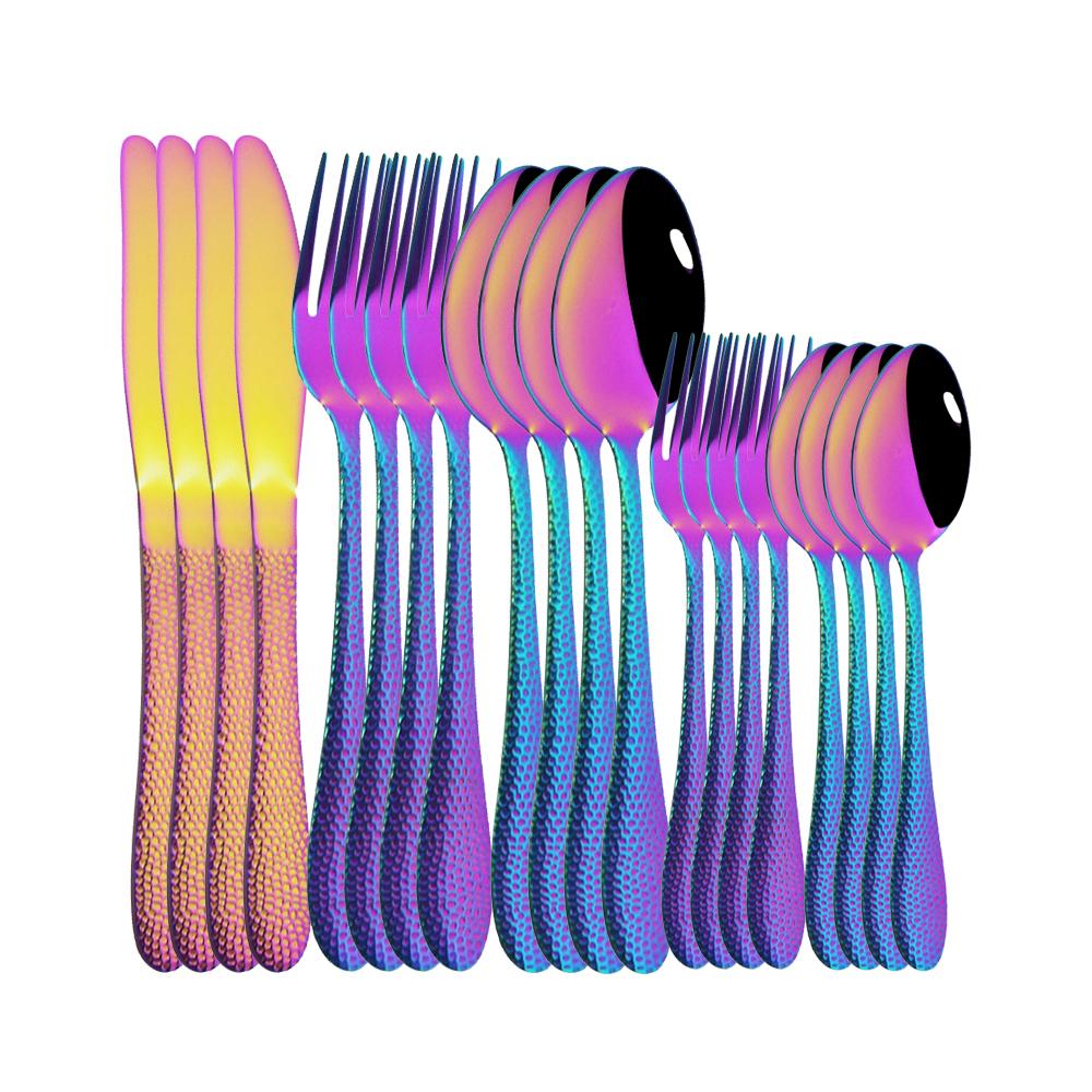 Western Black Tableware Stainless Steel 20Pcs Black Dinnerware Cutlery Set Kitchen Dinner Cake Fork Spoon Knife Flatware Set