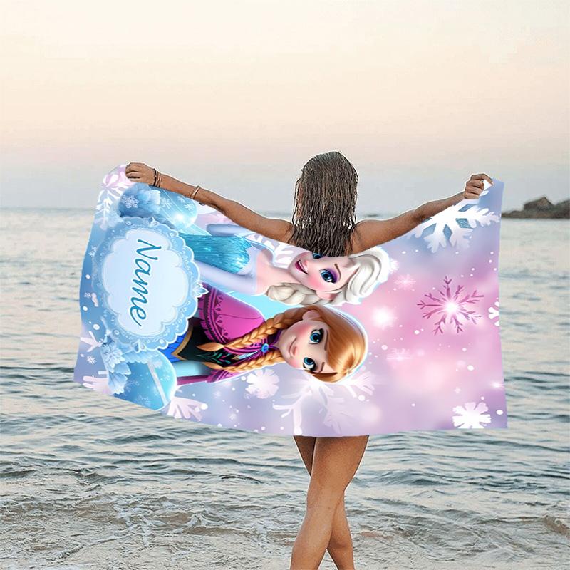 1pc Frozen10 Beach Towel with Custom Name, Beach/Swimming/Bath/Picnic/Camping Towel, Suitable for Seaside Beaches