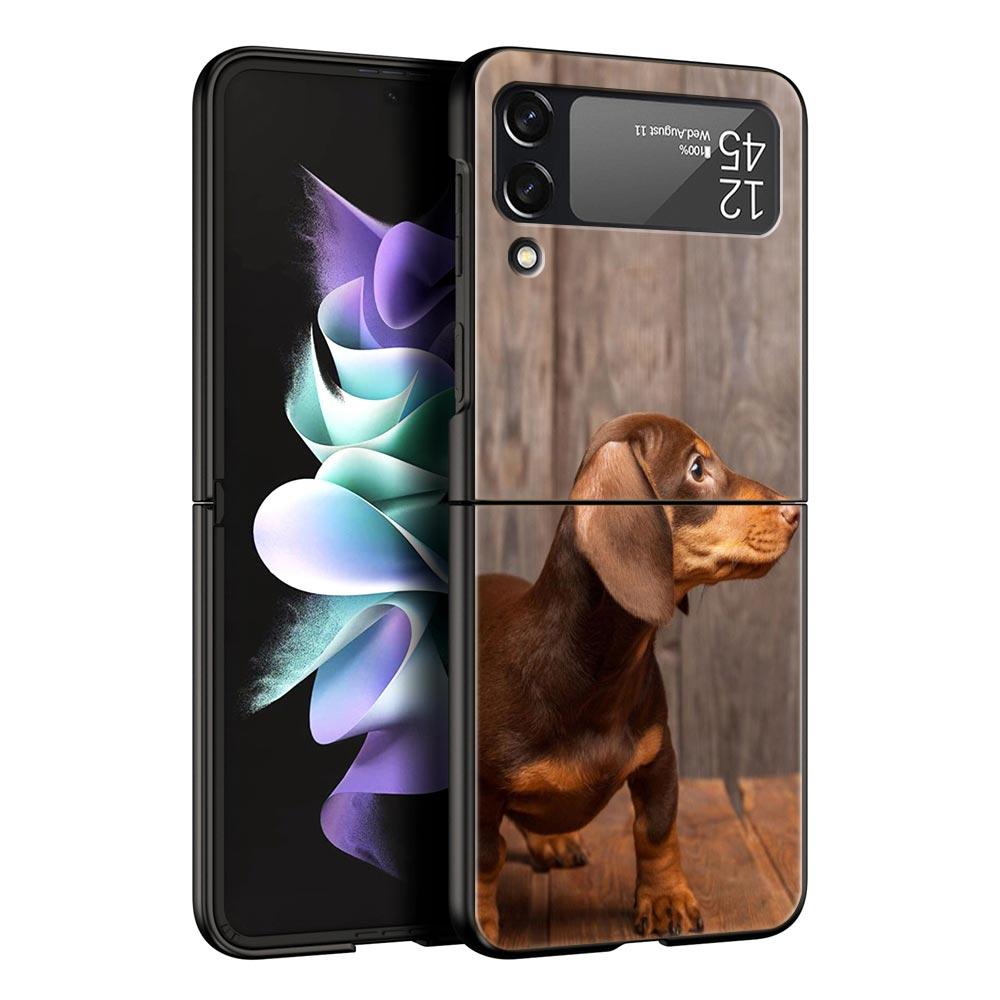 

Phone Case for Samsung Galaxy Z Flip 3 4 5 6 Folding For Samsung Z Flip5 PC Hard Cover Dachshund Silhouette Dog cute animal Samsung Z Flip 5
