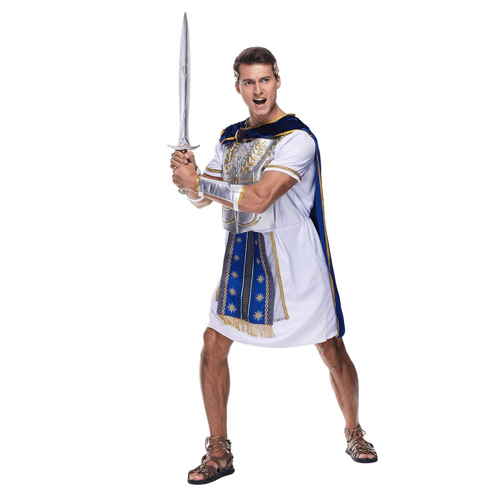 EraSpooky Adult Mens Roman Gladiator Costume Ancient Roman Emperor of the Sun Imperator Set Halloween Dress Up Party