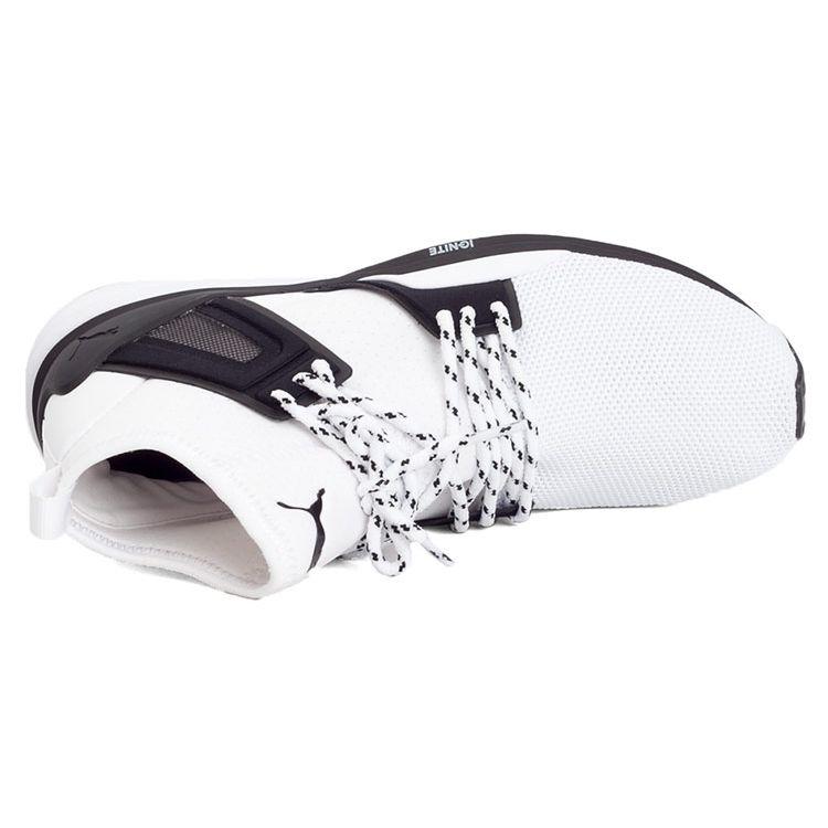 Puma B.O.G Limitless Hi Round Toe Lace-Up Synthetic Leather Cushioning Wear-Resistant Mid-Top Running Shoes Unisex Sneakers White Black 363126-02