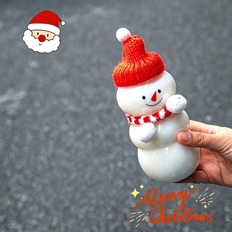 500ml Christmas Tree Milk Tea Bottle Plastic Gingerbread Man Cold Drinking Cup Transparent Beverage Juice Coffee Packing Bottle