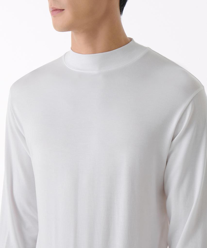 MUSINSA STANDARD Tencel Slim Mock Neck Long Sleeve T-Shirt [White]