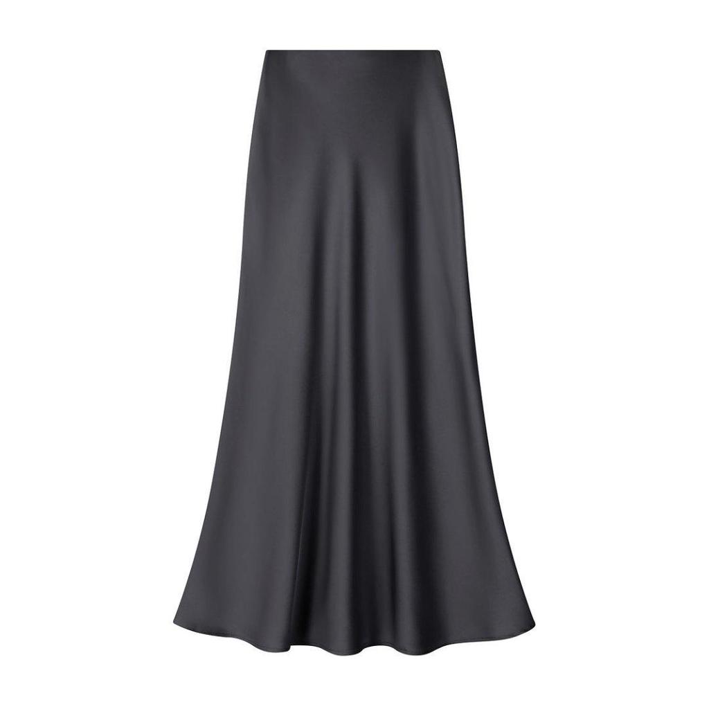 Elegant Satin Fishtail Midi Skirt - Women's High-Waist Silhouette for Summer