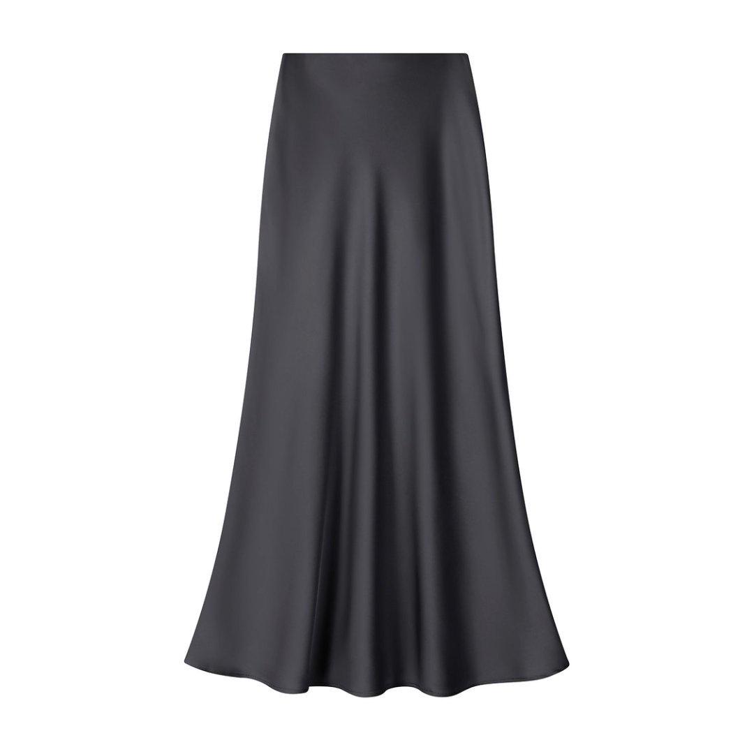 

Elegant Satin Fishtail Midi Skirt - Women s High-Waist Silhouette for Summer Extra Large