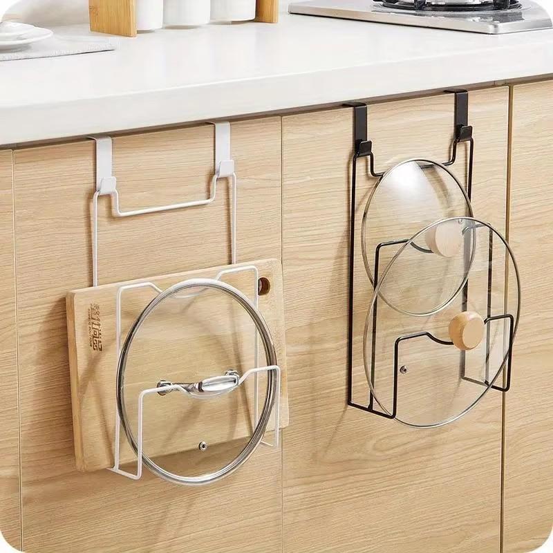 Portable Wall Mounted Pot Cover Rack Suspension No Punching Required Lid Rack Space-Saving Storage Rack Kitchen Organization