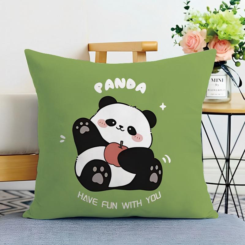 Cute Panda Print Decorative Pillowcase Bedroom Living Room Square Cushion Pillowcase