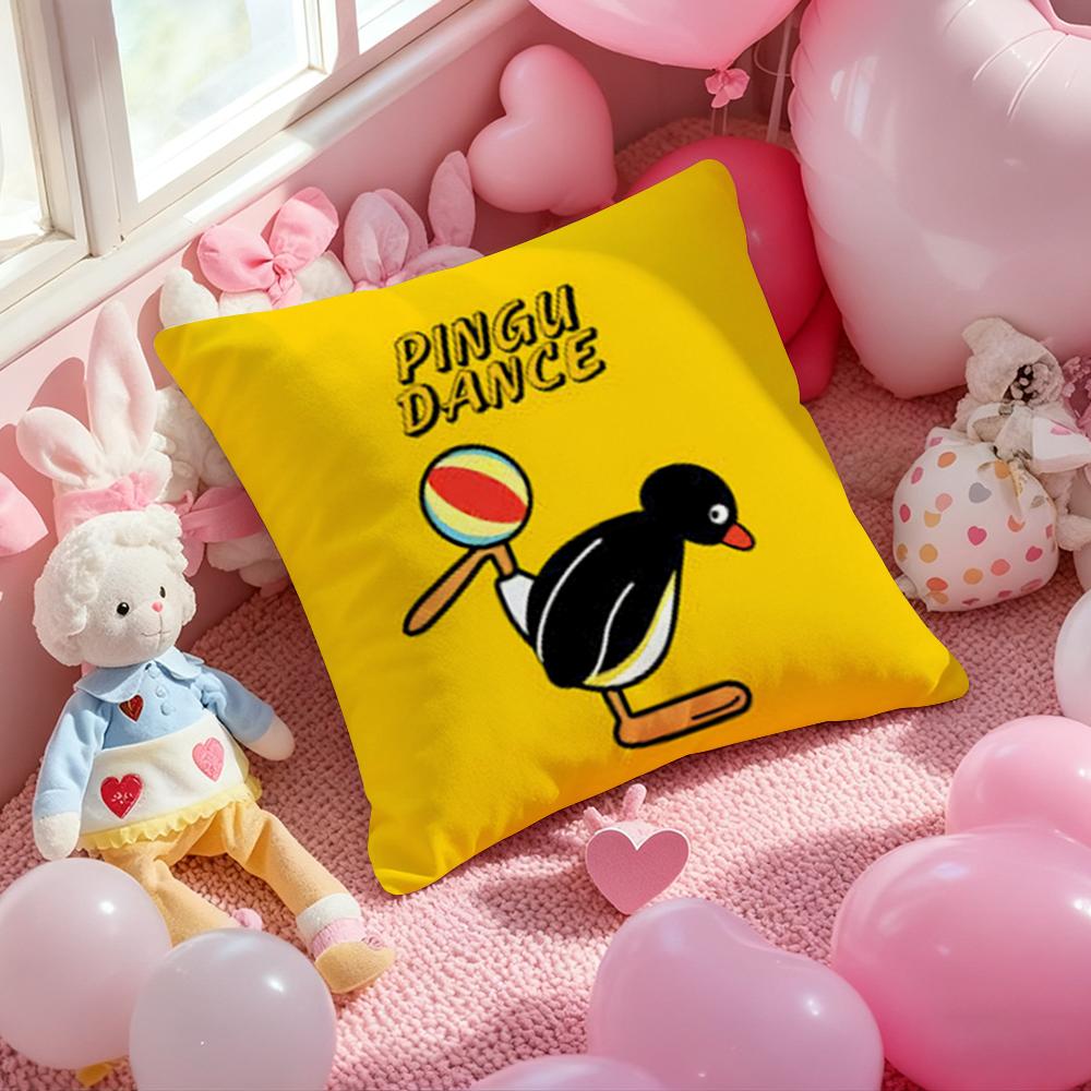 Cute P-Pingu Cartoon Cushion Cover Pattern Printed Pillowcase for Living Room Sofa Cushion Cover & Bedroom Decor
