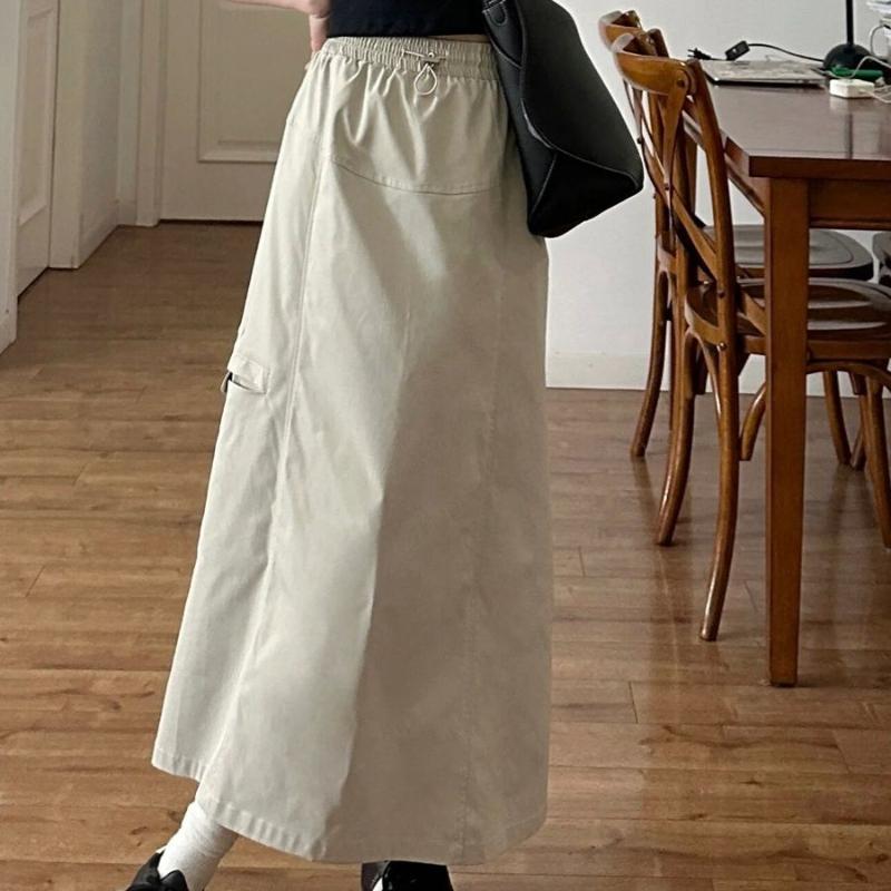 Women's American Vintage Utility High-Waist Slim-Fit Skirt - Autumn Design-Driven Side Slit Bodycon A-Line Hybrid