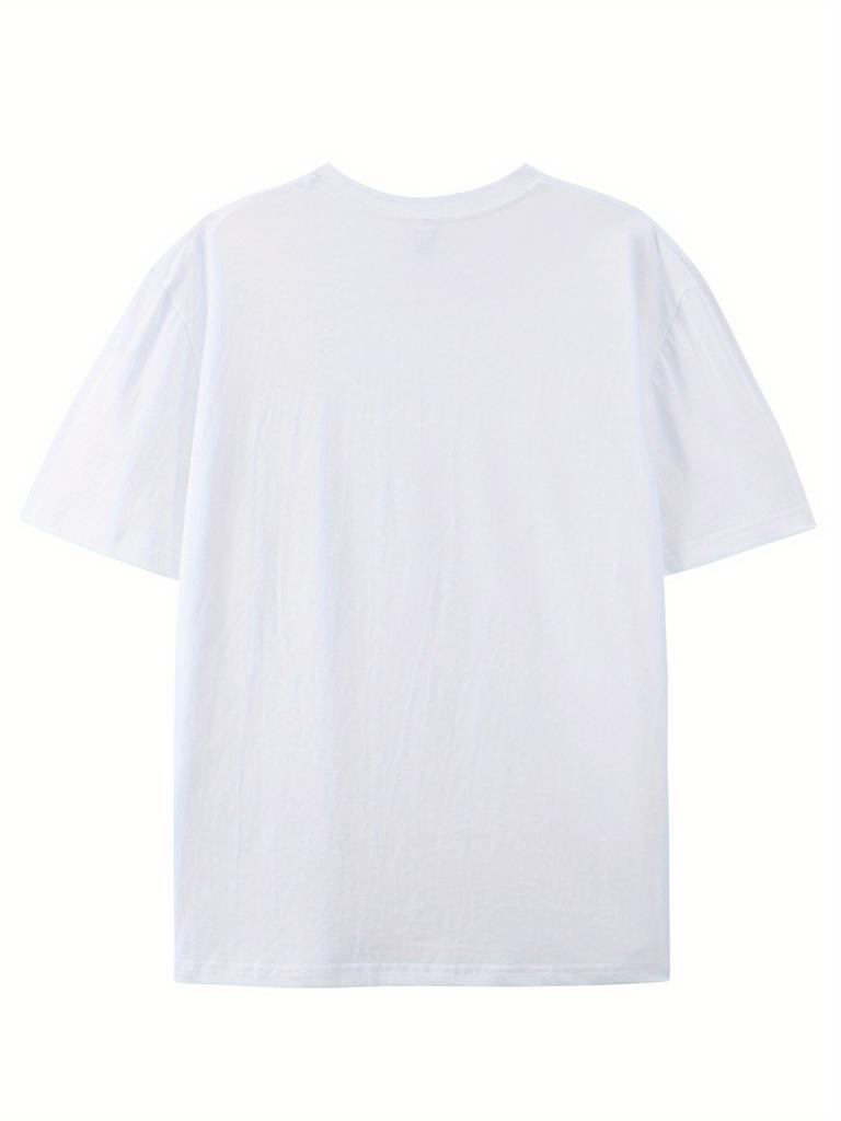 MINISO Self-Deprecating Bear Korean Men's Casual Short Sleeve T-Shirt - Bright Red with Cartoon Bear Hug Pattern Fabric Beachwea