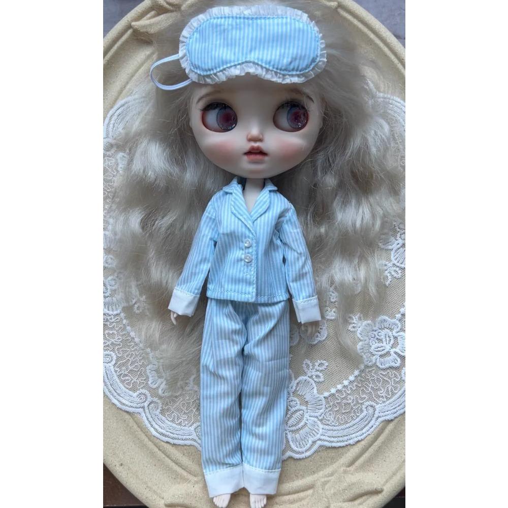 3 Stück/Set Puppe [Augenmaske+Oberteil+Hose] Blyth Pyjama 1/6 Puppen Outfit (Passend für ICY, Big Fish) Puppenzubehör