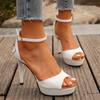 Fashion Women's Stiletto Sandals Summer New Round Head Open Toe Line with Thick Soles Anti-slip Wear-resistant High Heels