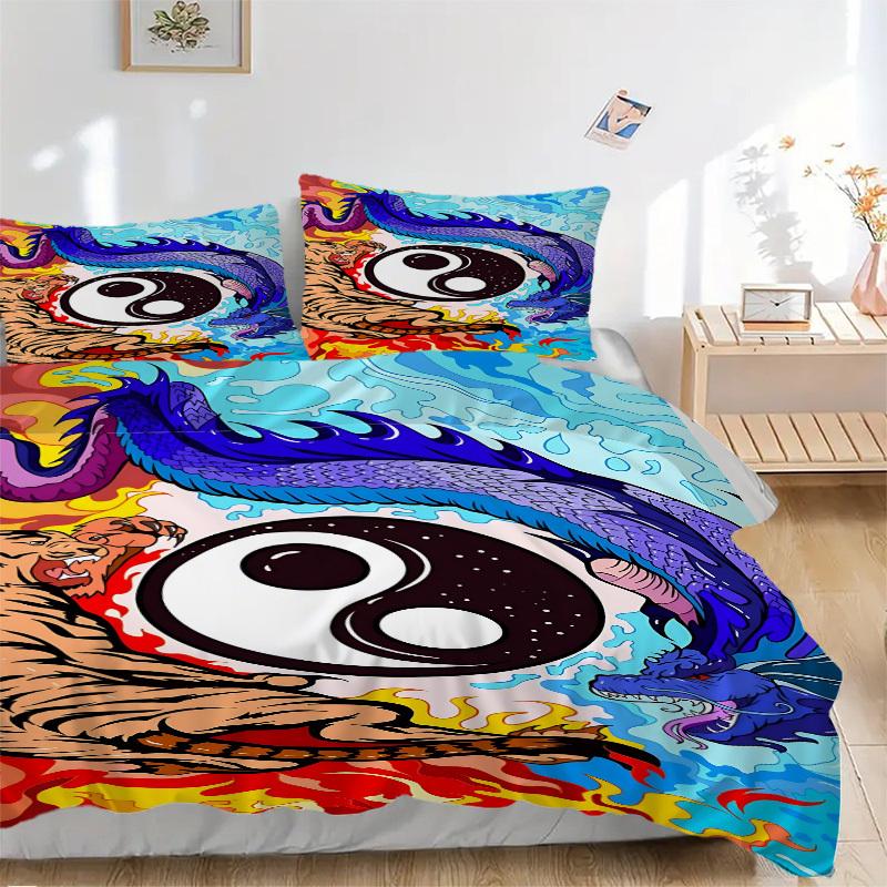 

3pcs Yin Yang Symbol Duvet Cover Set -Includes 1 Duvet Cover and 2 Pillowcases, No Quilt Core, All-Season Home Decor yy251111179 135x200cm