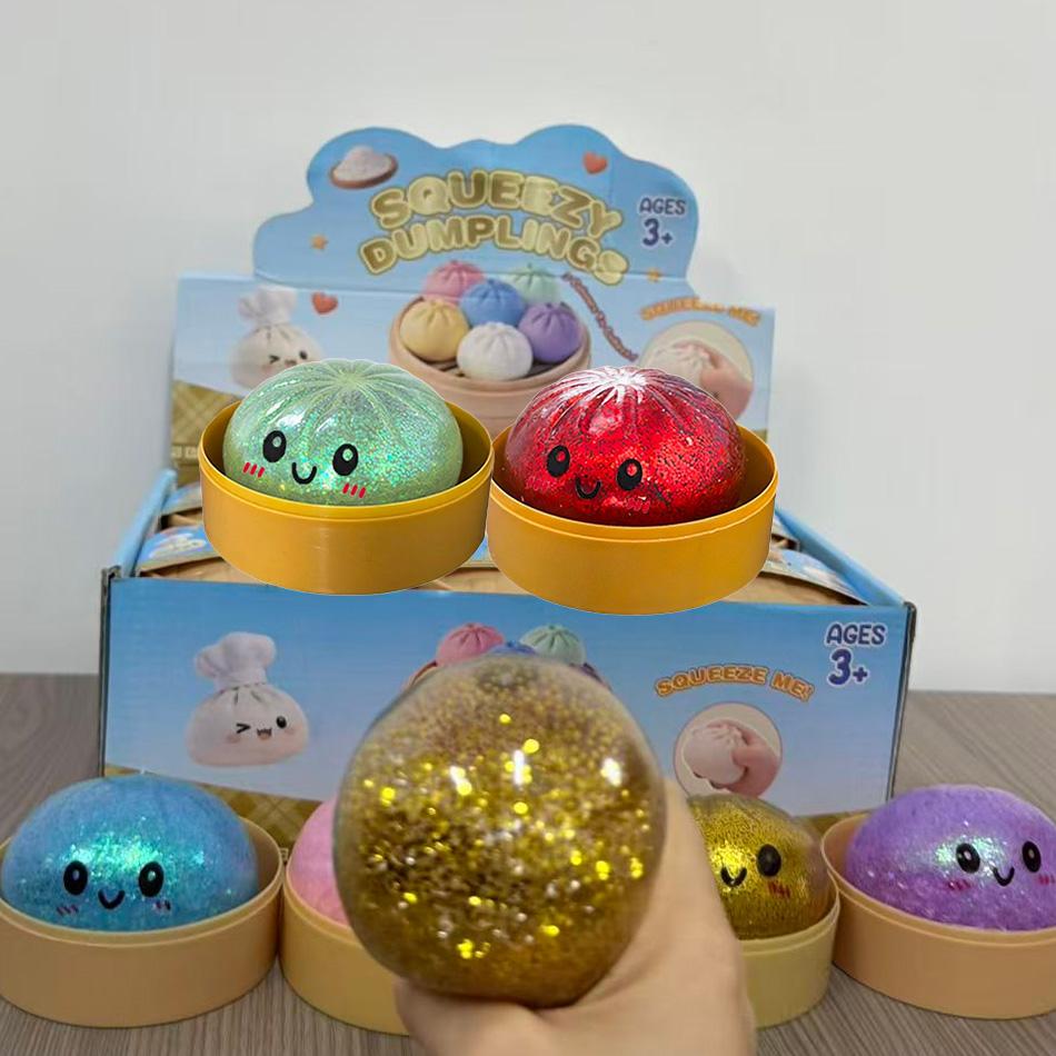 Glitter Dumpling Glitter Dumpling Squishy with Box Dumplings Sensory Squeeze Toy for Stress Relief
