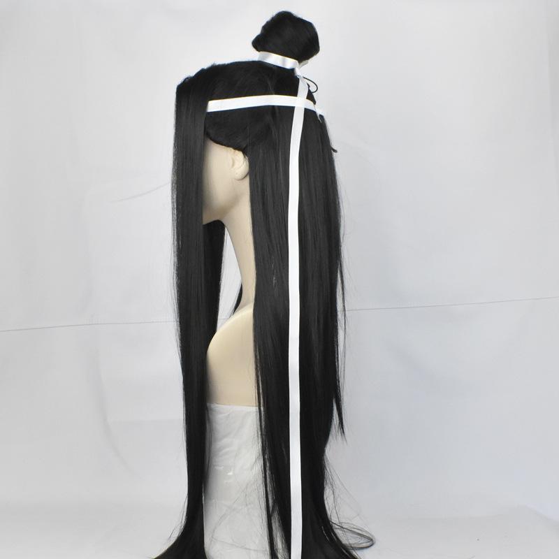Peruca mágica cos, pico de beleza fantasia antiga cosplay cabelo preto longo liso