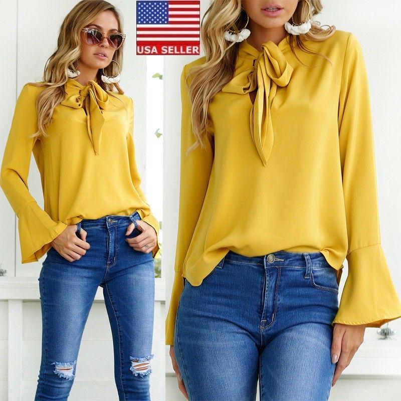 Solid Color Ladies Casual Tops Women Summer Loose Top Long Sleeve Blouse For Daily Wear