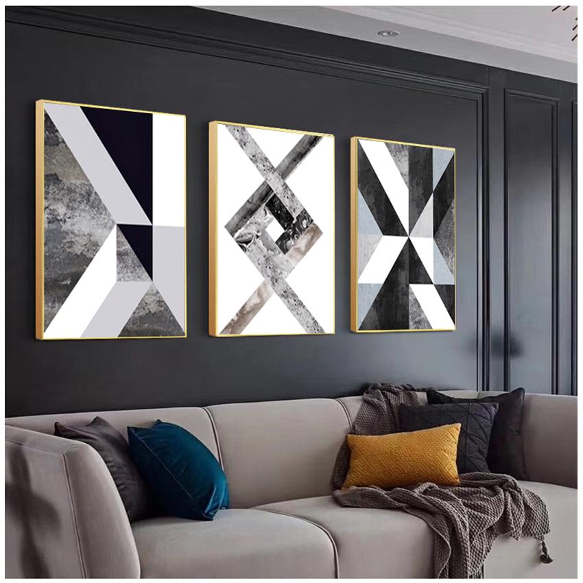 Living Room Decorative Painting Unframed Black And White Geometric Figure Nordic Style Posters Art Canvas Pictures For