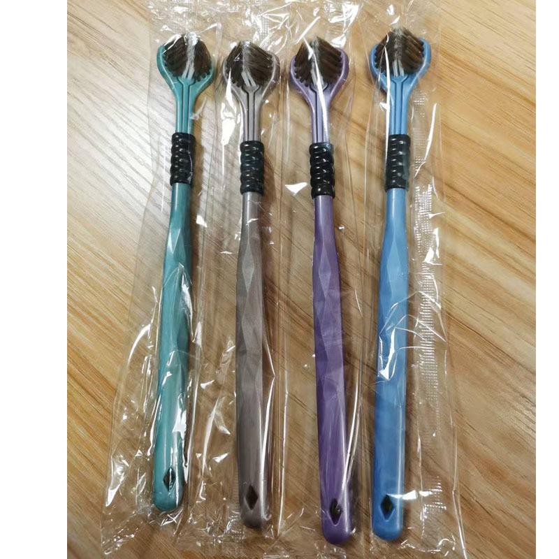 3D Three-sided Toothbrush: Soft Bristles for Gum Care, Adult Deep Cleaning, Couple and Family Pack.