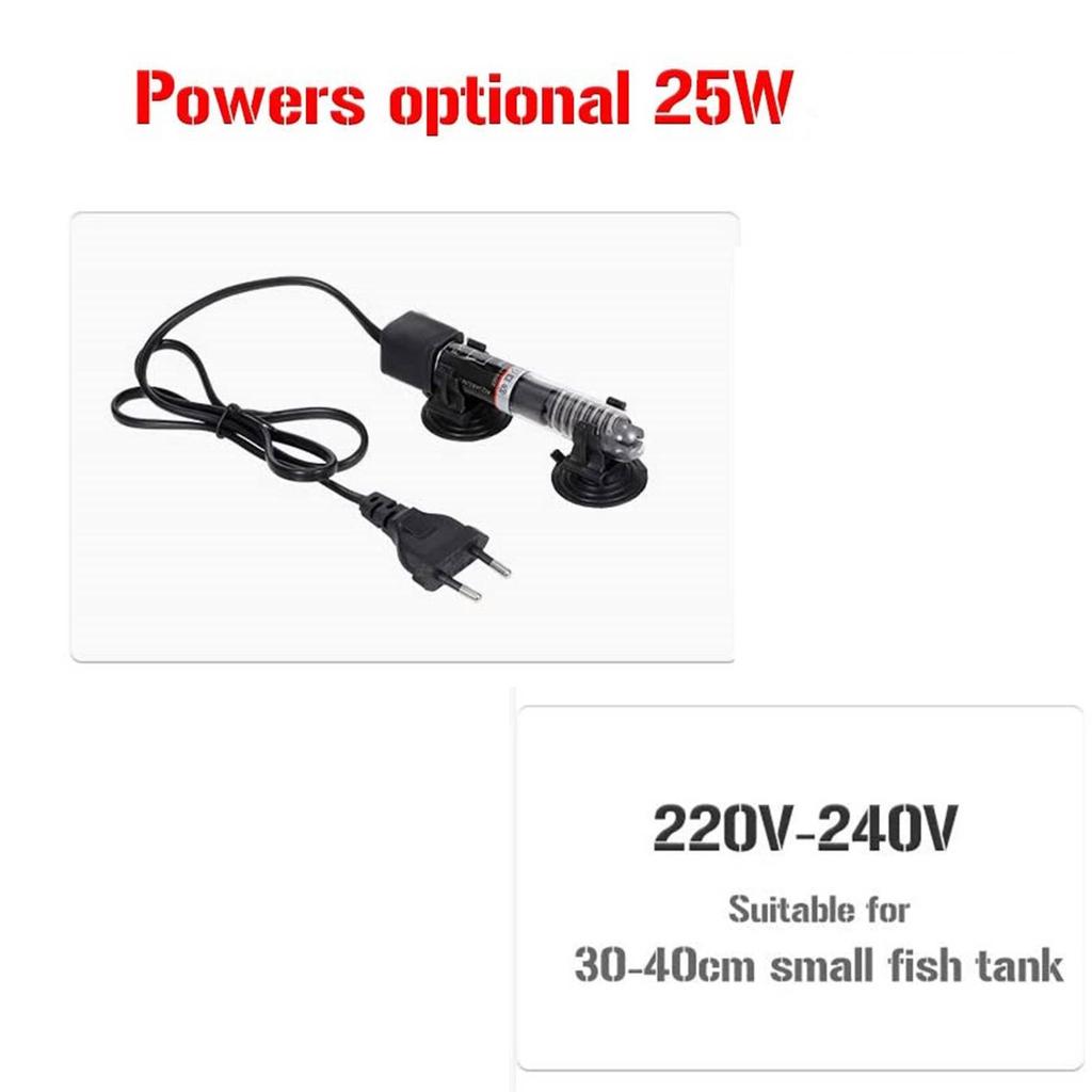 Aquarium Heater 25W Submersible Fish Tank Automatic Thermostat Heater (Black)