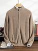 Men's Solid Color Cashmere Knit Cardigan - Autumn/Winter 2025, Loose, Soft, Comfortable, Zipper, Long Sleeve, Versatile.