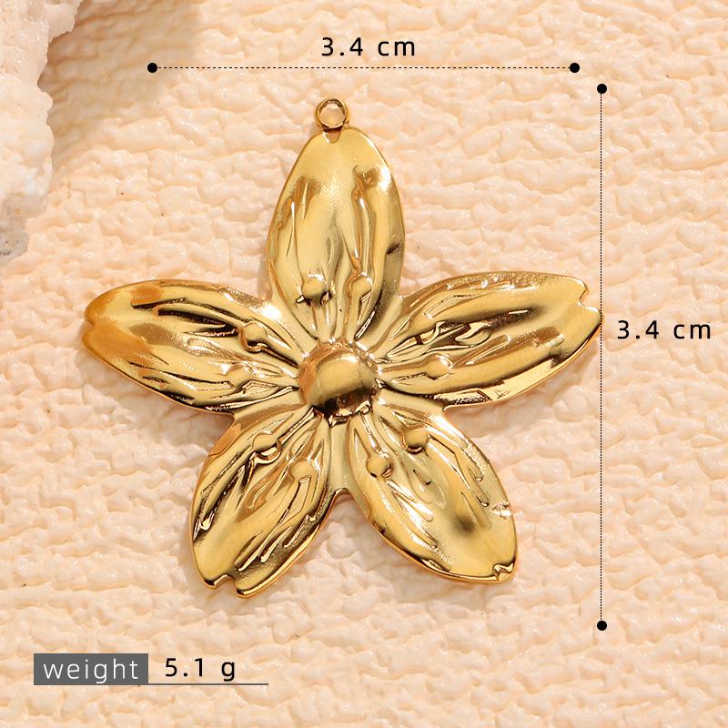 18K Gold Stainless Steel Flower Pendant Necklace & Earrings Set