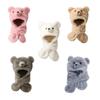 Children Bear Scarf with Hat Soft Fleece Warm Head & Neck Wear Toddler Plush Bear Winter Hat with Scarf for Outdoor Fun