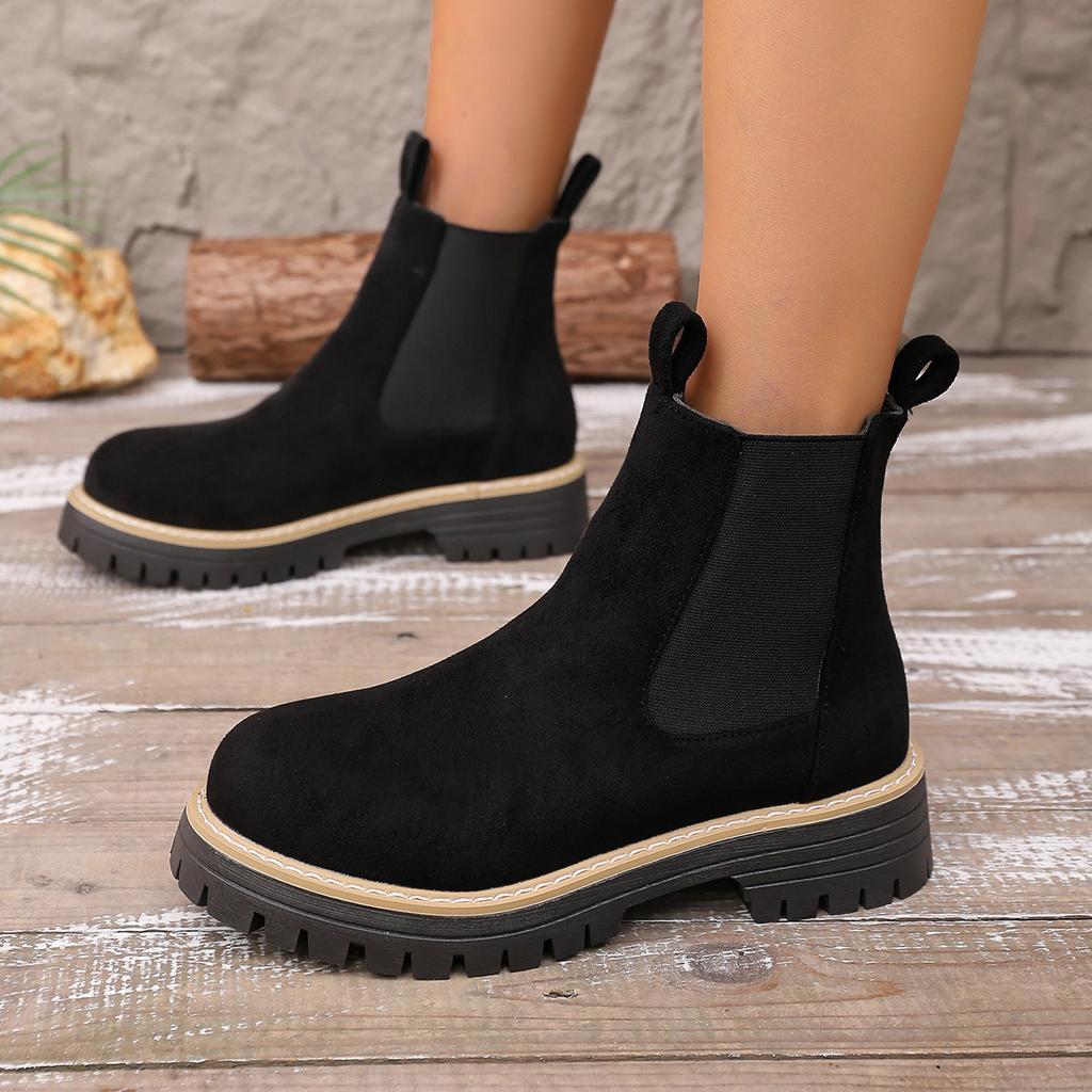 Martin Boots 2025 New Round-toe Fashion Leather Boots Matte Mid-Top Chelsea Boots Fashionable Casual Versatile Women's Boots
