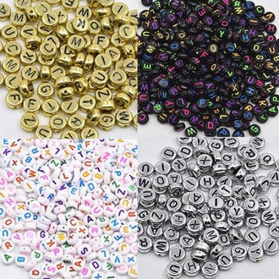 100 Pcs Spacer Acrylic Beads Cube Alphabet Letter Bracelet Jewelry Making