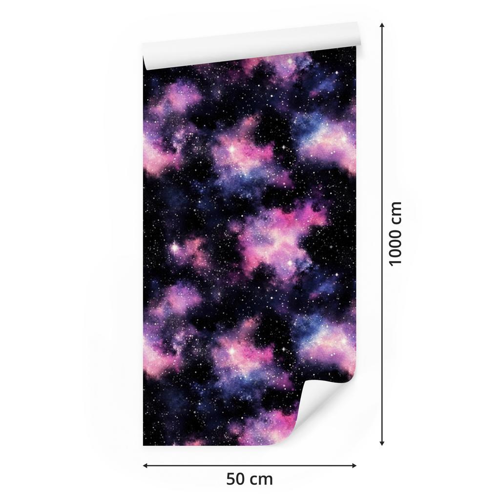 Watercolor Galaxy Wallpaper Black, Indigo and Violet 50x1000