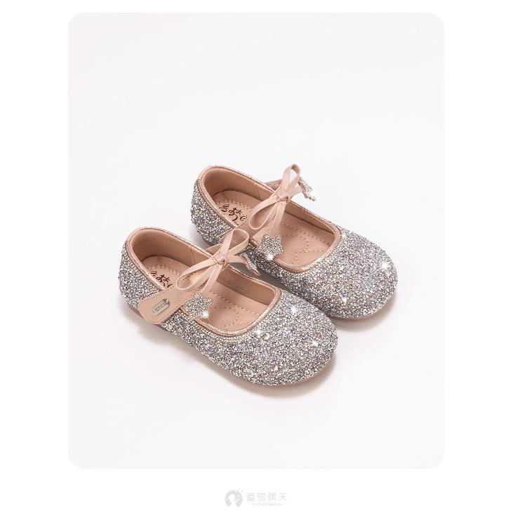 Girls' Princess Shoes Spring New Children's Crystal Shoes Baby Little Leather Shoes Elsa Shoes Soft Sole Flats
