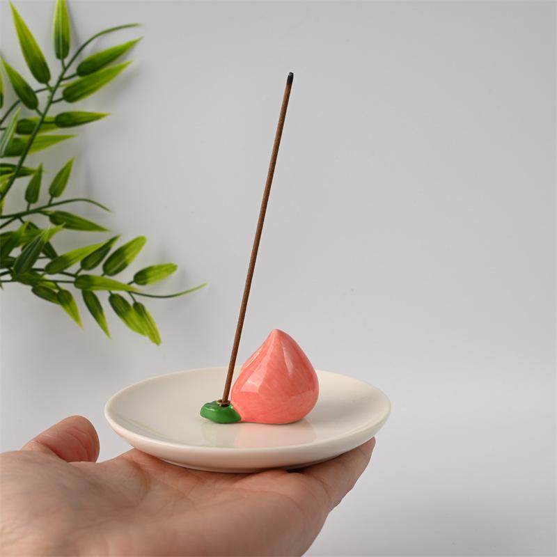 Minimalist High-End Ceramic Peach-Scented Incense Holder and Tray.