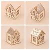 3/5’’ Xmas Desk Decor House Santa/Snowman/Reindeer Tabletop Decor Lovely Christmas Ornament DIY Wooden Puzzle Art Crafts