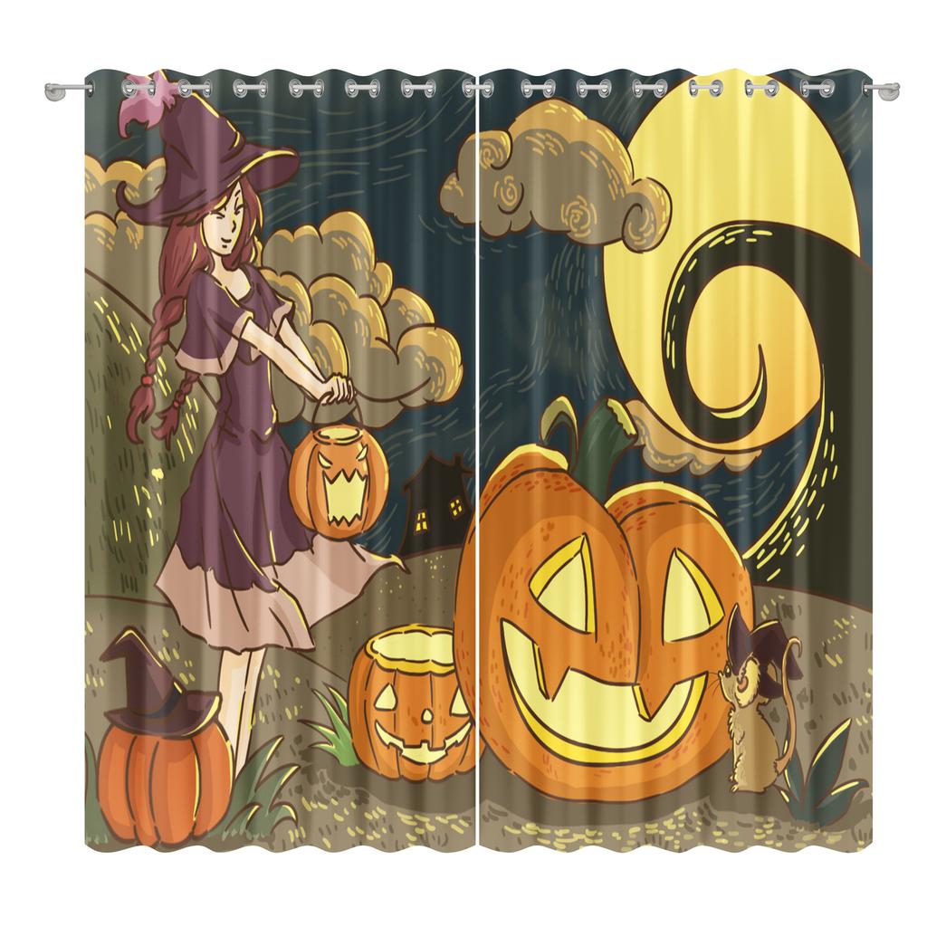 Halloween Vorhangstoff Schlafzimmer Wohnzimmer Balkon Verdunkelungsvorhang Büro Hotel Isolationsvorhang