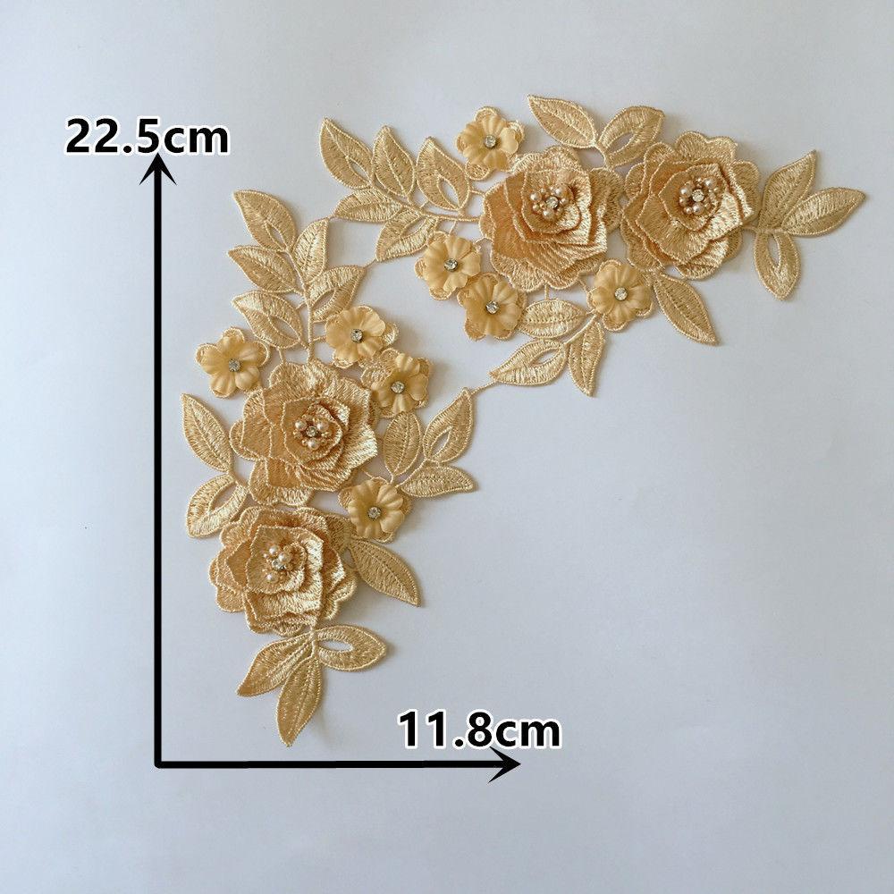 Yellow I Three-Dimensional Bead Drill Diy Embroidery Hollow Pair Of Flowers Sewing Decoration Matching Clothing Lace Accessories