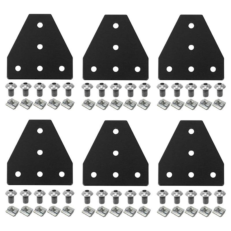 ABJI-Aluminum Corner Bracket T-Shape Connector 6Pcs 4040 Series With Hardware Kit For DIY Projects