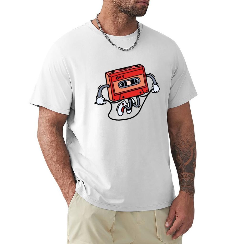 Tape Cassette character skipping over the tape TShirt vintage graphic tee croswit shirt man mens tall t shirts