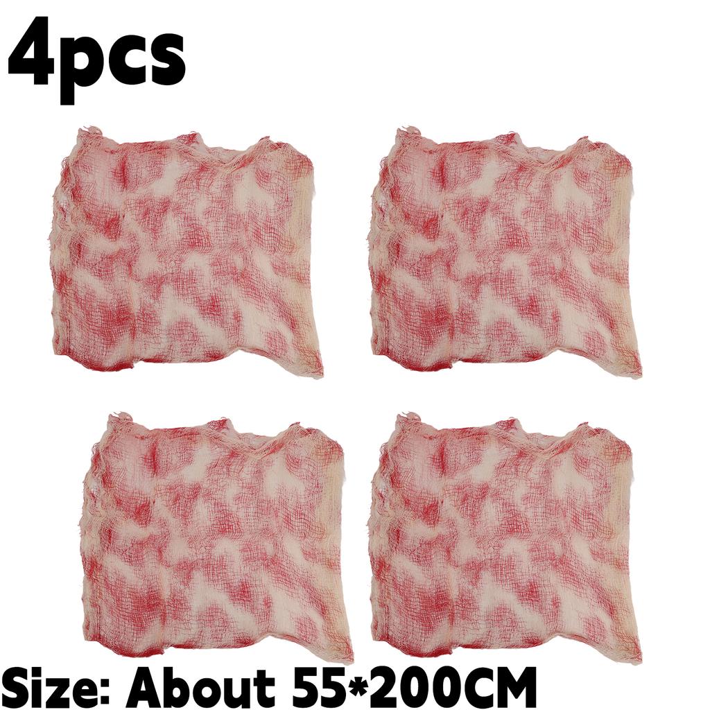 55x200cm Halloween Realistic Blood Stain Fabric Loody Curtain Mummy Shroud Party Decor Haunted House Supply Washable Prank Prop