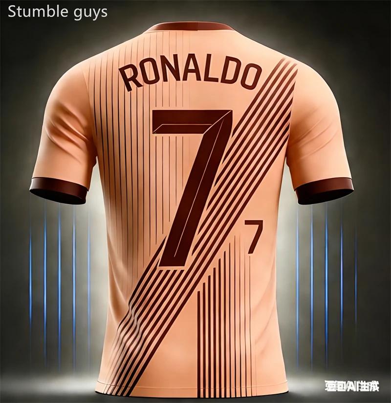 Unisex Football Training Jersey Ronaldo Theme Quick Dry Breathable Outdoor Sport Tee Kids Boys Clothes