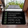German Checklist Doormat Heavy Duty Polyester Rug, Non-Slip Machine Washable Funny Door Carpet for Office Entryway Decor