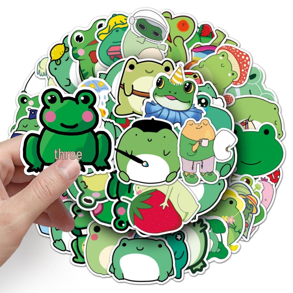 50 Cartoon Frog Waterproof Stickers: Perfect for Scooters, Laptops, Cars, and Motorcycles