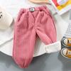 Children's Korean Pants Autumn and Winter Casual Outer Wear Pants Children's Plus Velvet Thickened Sweatpants Casual Trousers