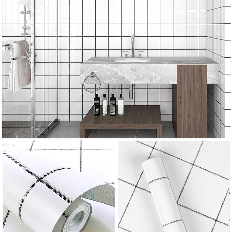 Self-adhesive Cartoon Stars Checkered Bedroom Wallpaper Wall Sticker PVC Desktop Wardrobe Furniture Decor Sticker