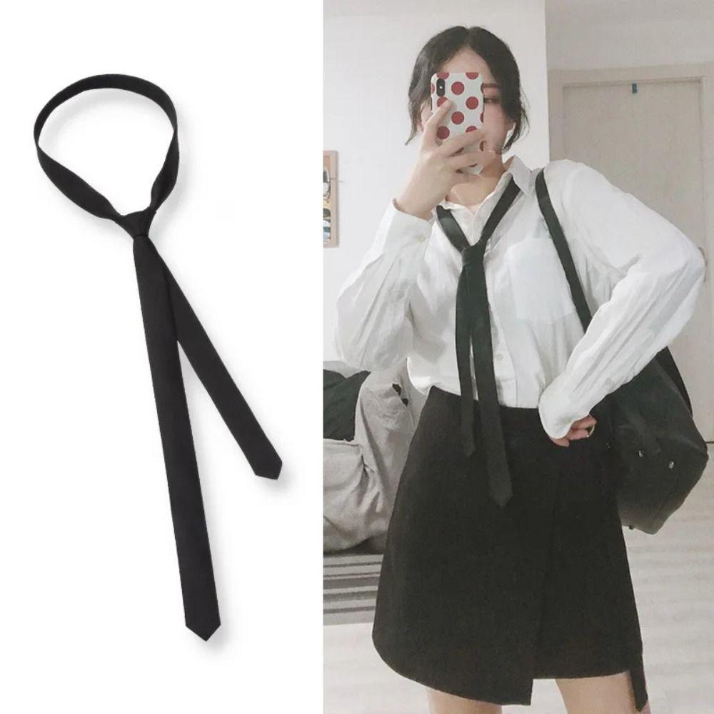 Fashion Elegant Black Neck Tie Classic Skinny Narrow Necktie New Satin Super Slim Tie